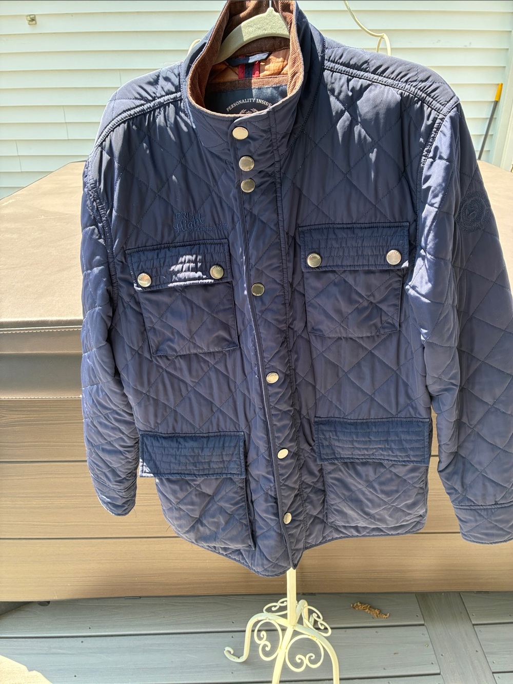 Lerros Quilted Navy Button-Front Jacket